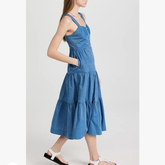 Blue Sleeveless Button-Front Dress - Picture 7 of 10